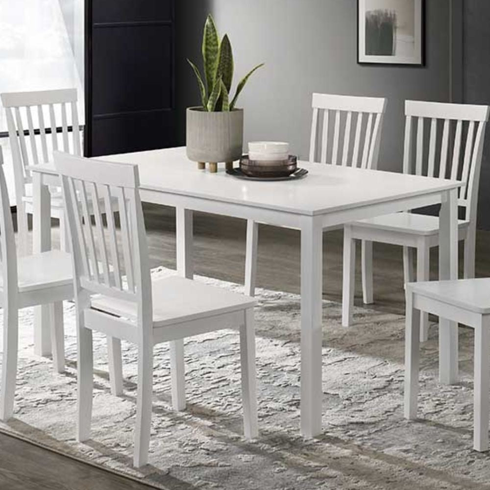 tavolo dori in legno colore bianco h 73.8x140x80 cm., tavolo rettangolare ampio per cucina o soggiorno