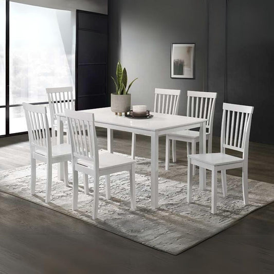 tavolo dori in legno colore bianco h 73.8x140x80 cm., dettaglio della superficie allungata e gambe robuste