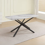 tavolo fisso linus con piano in ceramica effetto marmo grigio lucido e gambe in metallo nero, tavolo rettangolare ampio per cucina o soggiorno