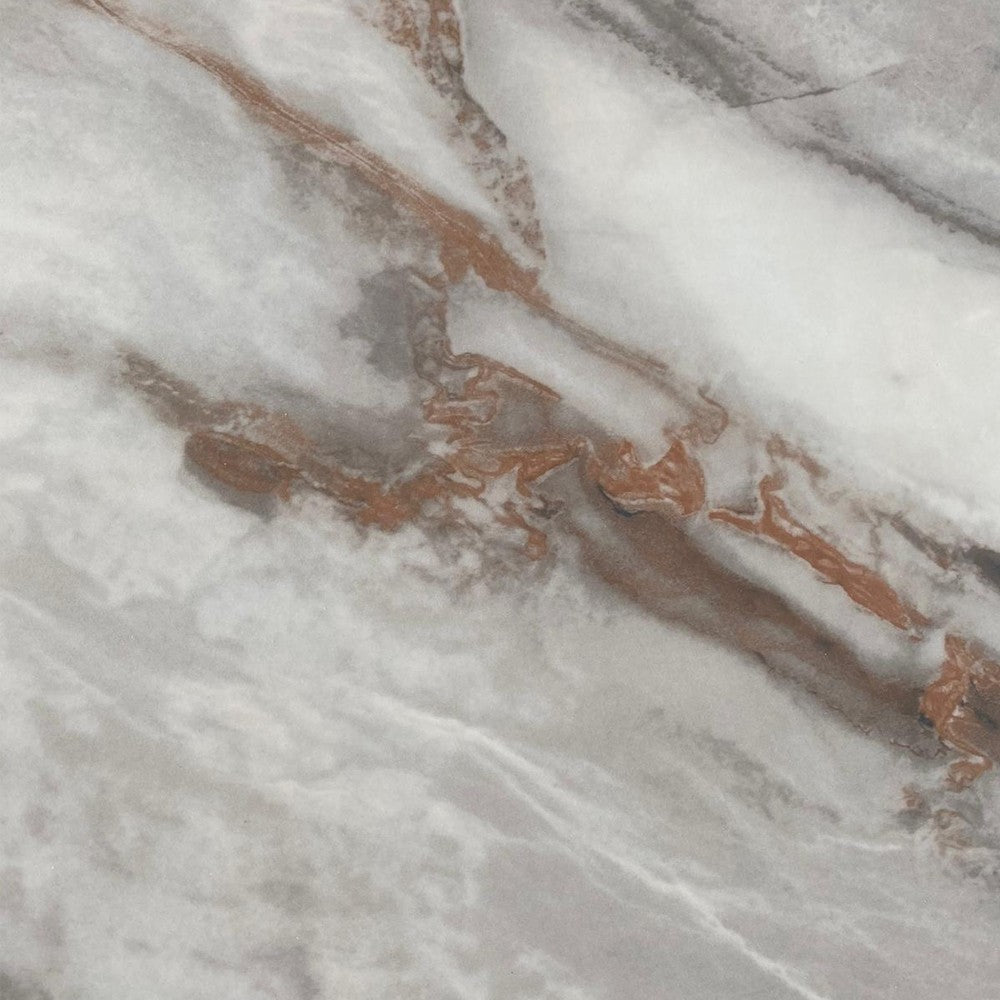 tavolo fisso linus con piano in ceramica effetto marmo grigio lucido e gambe in metallo nero, vista ambientata in spazi open space moderni