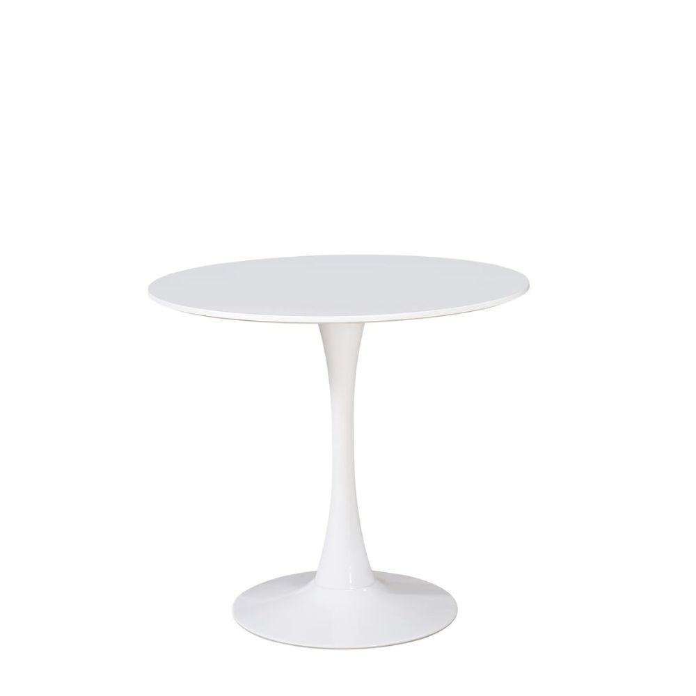 tavolo derek colore bianco opaco 90x73 h, dettaglio del piano circolare e supporto centrale