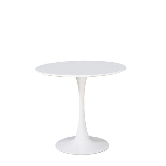 tavolo derek colore bianco opaco 90x73 h, dettaglio del piano circolare e supporto centrale