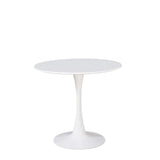 tavolo derek colore bianco opaco 90x73 h, dettaglio del piano circolare e supporto centrale
