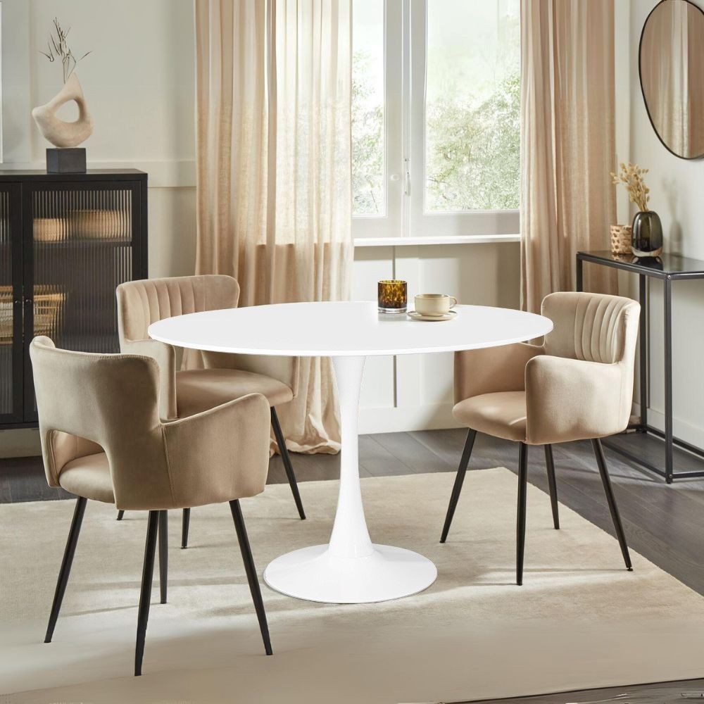 tavolo derek colore bianco opaco 120x73 h, tavolo rotondo ideale per conversazioni conviviali