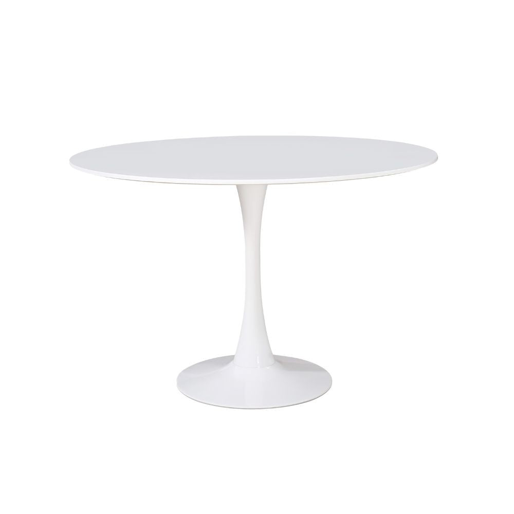 tavolo derek colore bianco opaco 120x73 h, dettaglio del piano circolare e supporto centrale