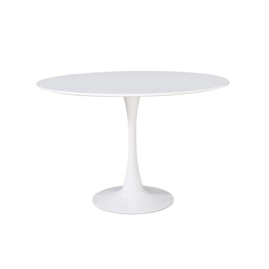 tavolo derek colore bianco opaco 120x73 h, dettaglio del piano circolare e supporto centrale