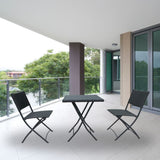 set wrb015 tavolo e sedie pieghevoli rattan nero, dettaglio della struttura in metallo o legno trattato