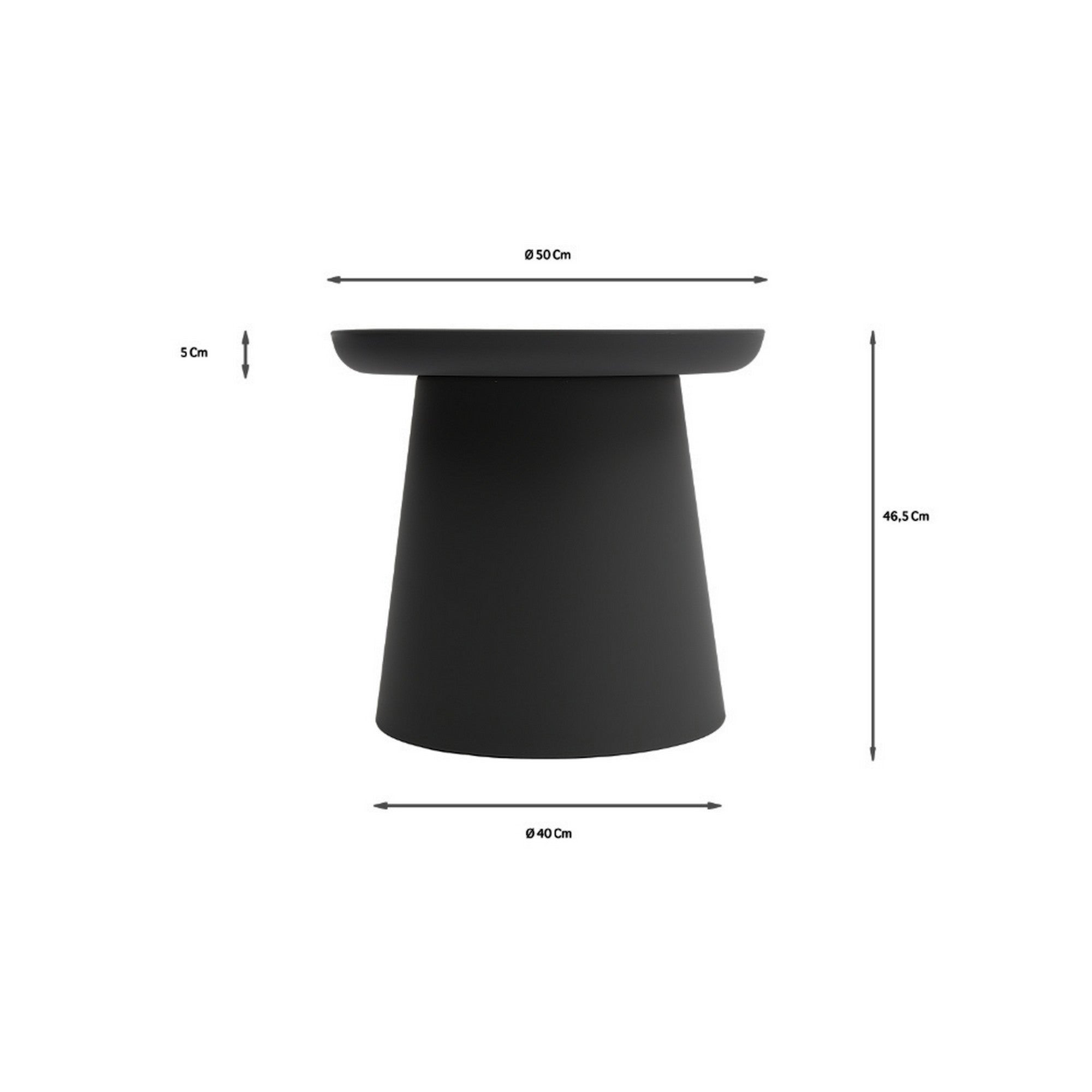 tavolino ibiza in polipropilene nero 50×46 cm, dettaglio della struttura resistente alle intemperie