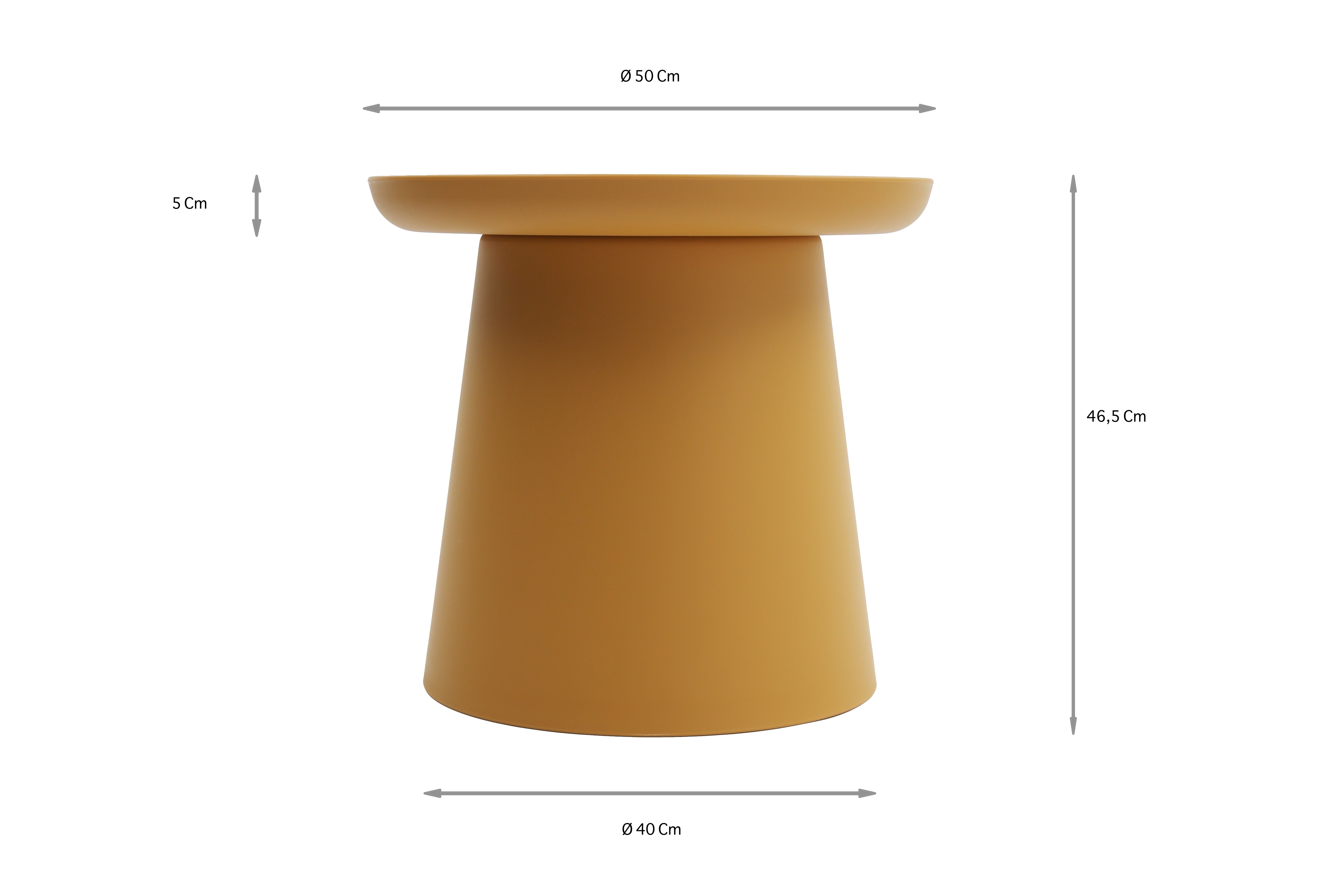 tavolino ibiza in polipropilene senape 50×46 cm, perfetto per appoggiare bevande, libri o decorazioni