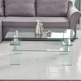 tavolino gelso con doppio piano in vetro temperato 100x55x44 h cm., tavolino da salotto elegante e pratico