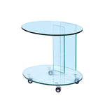 tavolino rotondo salice in vetro temperato 54x45x50 cm, ambientato con divani moderni o classici