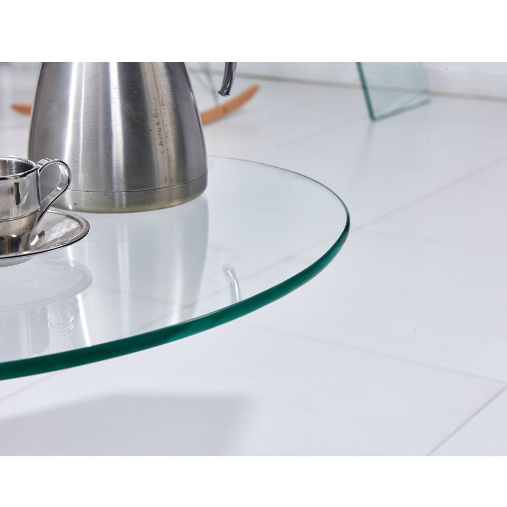 tavolino rotondo salice in vetro temperato 54x45x50 cm, struttura stabile e finiture di pregio