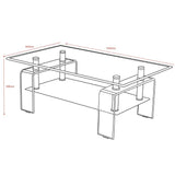 tavolino crystal in vetro temperato 100x60x39 cm., ambientato con divani moderni o classici