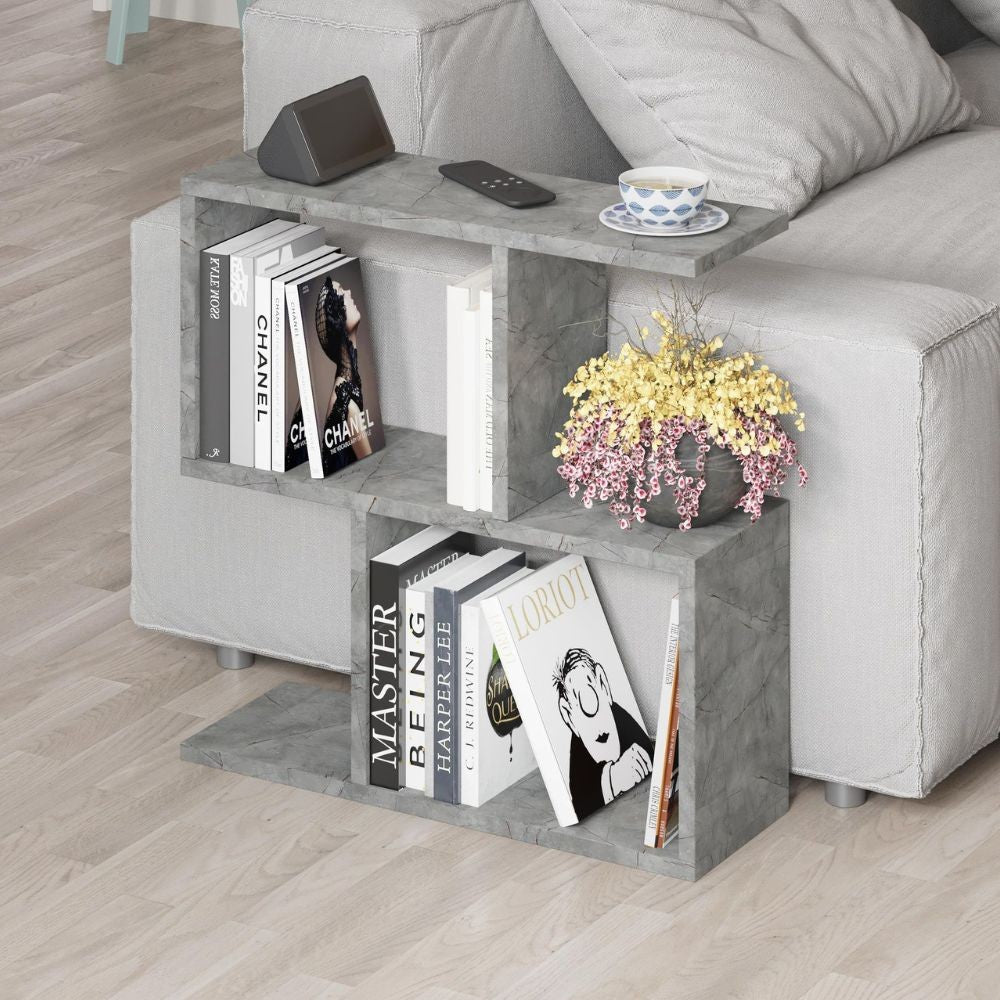 tavolino da salotto homemania in colore lagina effetto marmo grigio, tavolino da salotto elegante e pratico