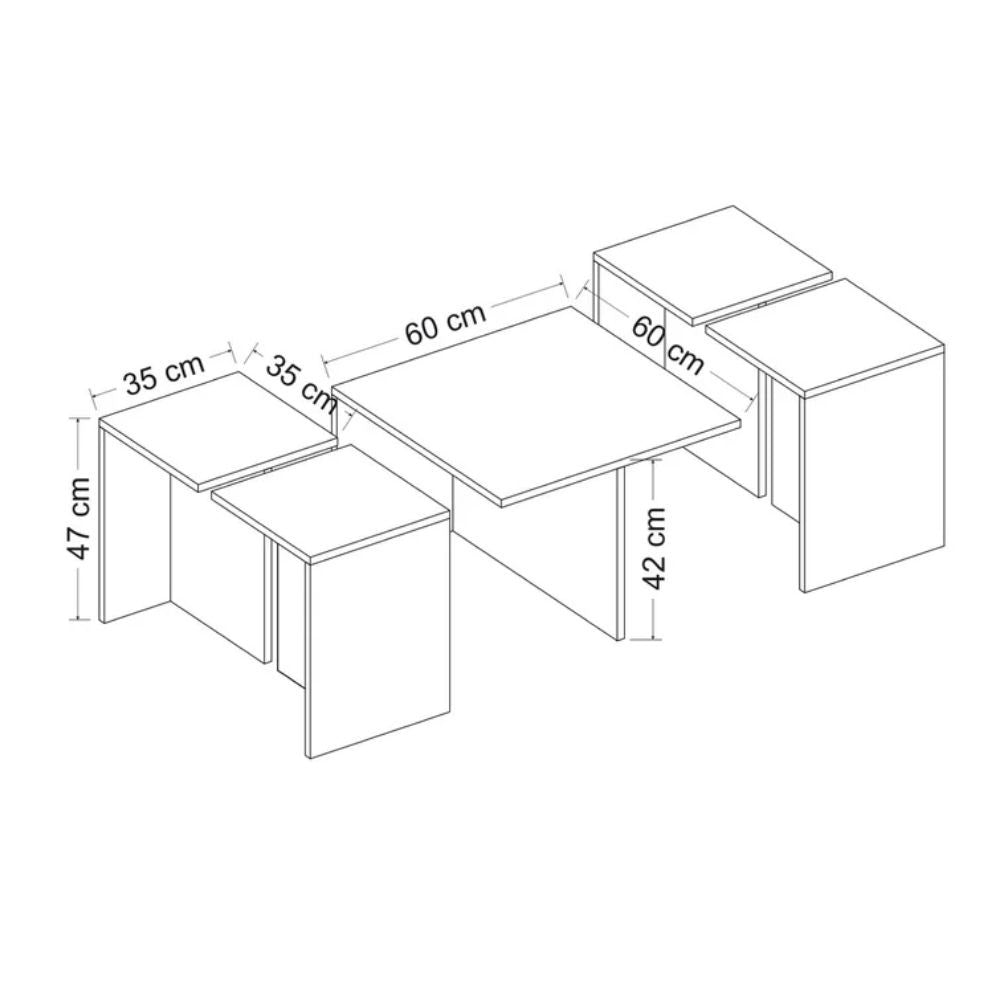 set tavolini da salotto owentav nero e noce nucleo effetto marmo, struttura stabile e finiture di pregio