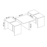 set tavolini da salotto owentav nero e noce nucleo effetto marmo, struttura stabile e finiture di pregio