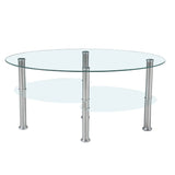 tavolino mimas con doppio piano in vetro temperato con gambe in acciaio, dettaglio della superficie e gambe di design