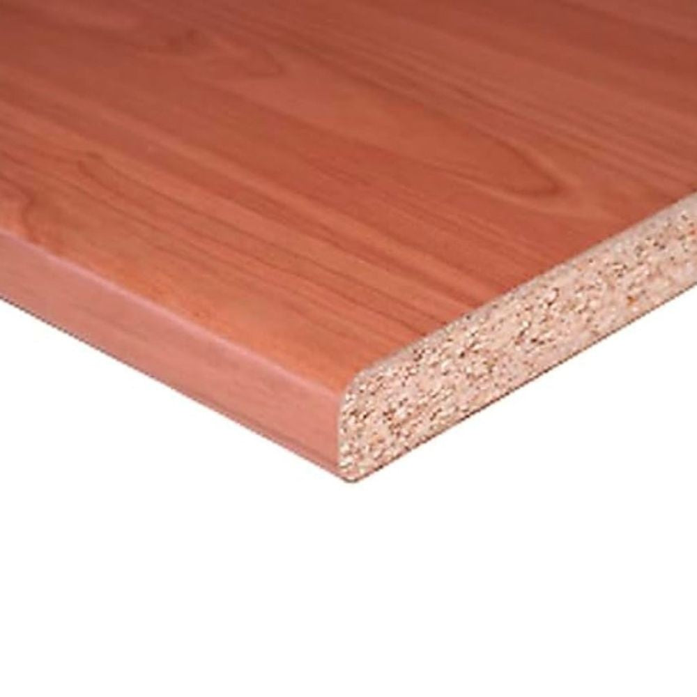 top bordato per cucina non forato in colore ciliegio 180x60x3.8 cm, piano cucina resistente e funzionale