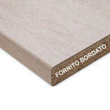 top bordato per cucina travertino 60x60x3.8 cm, dettaglio della superficie in legno, laminato o pietra
