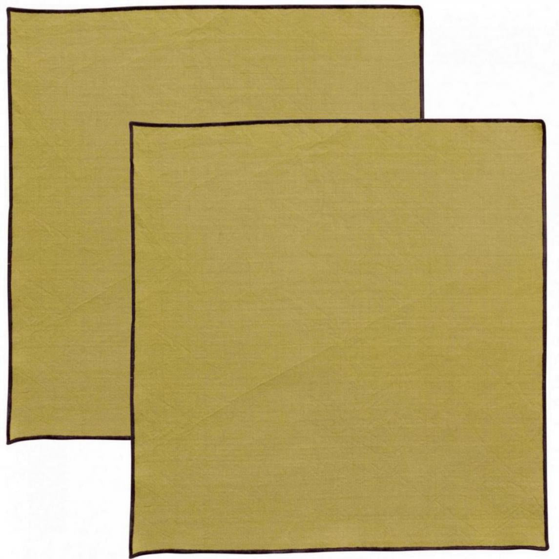 tovagliolo riciclato grace khaki, colore khaki, taglia 40 x 40. tovagliolo piegato con cura su sfondo neutro, dettaglio tessuto e cuciture
