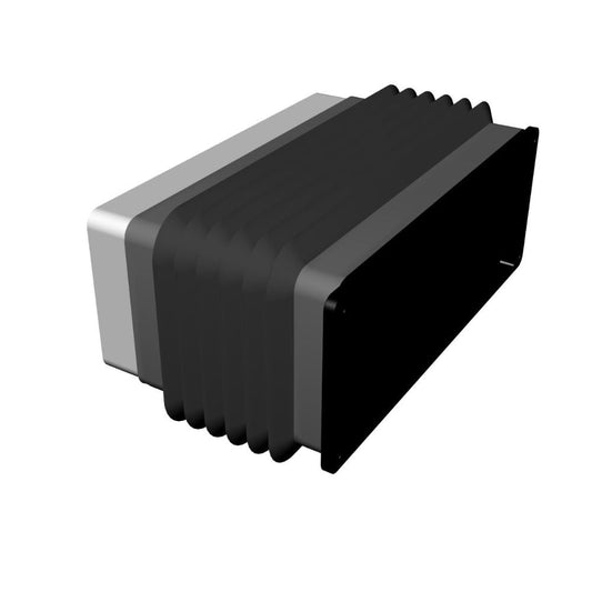 soffietto con innesto duct e innesto flangia 220x90 mm., tubo per cappa visto frontalmente