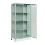 vetrina milton 52a in acciaio laminato con 2 ante vetro temperato ondulato colore verde menta, vetrina funzionale e decorativa per ogni ambiente