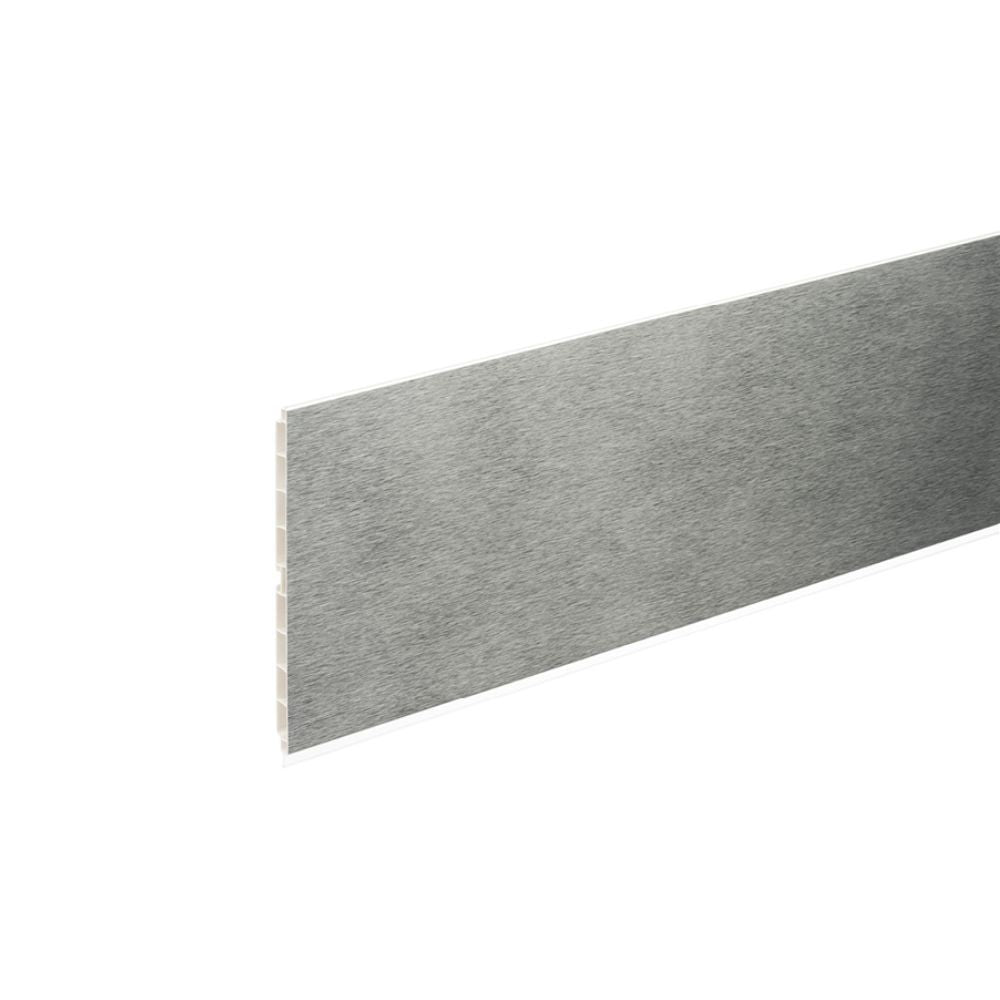 zoccolo in pvc con rivestimento in carta effetto alluminio h 10 cm 4 metri, zoccolo per cucina visto frontalmente