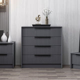 Cassettiera Kale 4 cassetti incassati effetto cannettato colore antracite