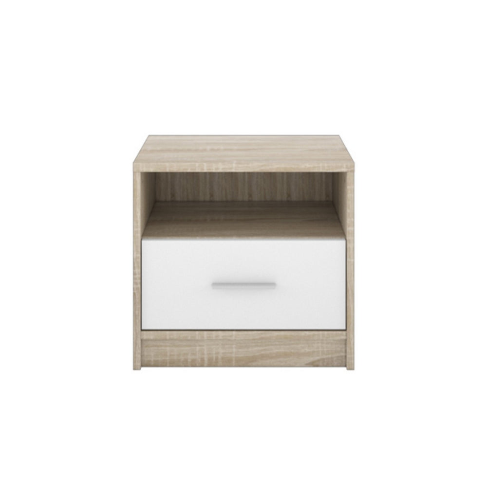 Comodino Nepo 1 cassetto 49,5 cm. rovere sonoma bianco