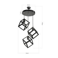 Lampada a sospensione  Agatha MDL3790 3 cubi nero