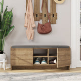 Panca scarpiera Zulla noce con ante e cuscino