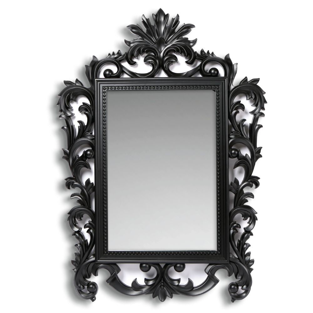 Specchio da parete con cornice con motivi fogliacei nera Specchio1