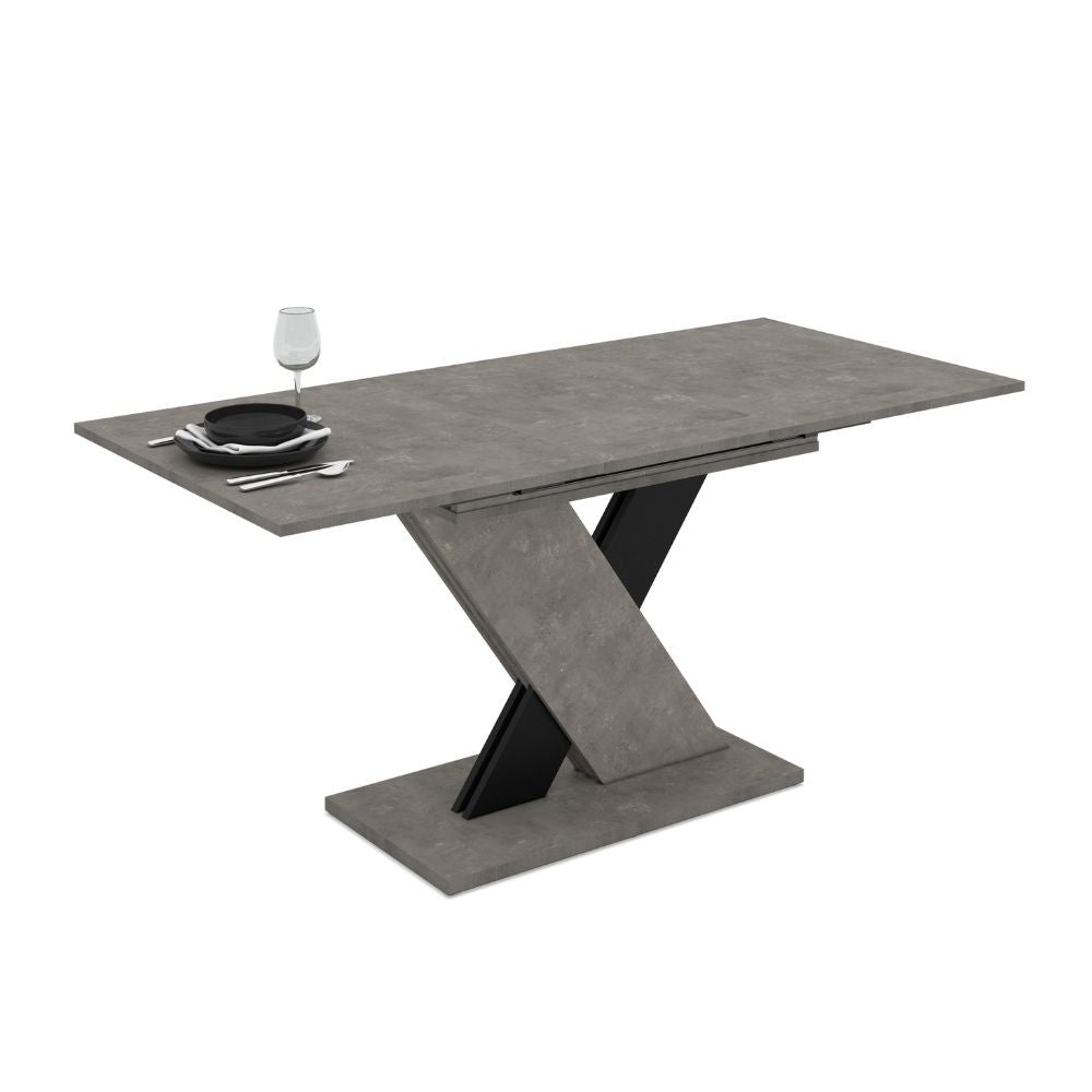Tavolo allungabile Axi in cemento con dettaglio nero