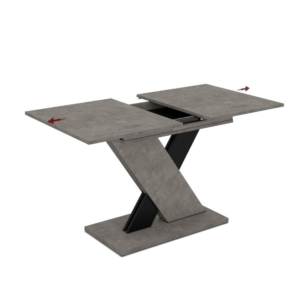 Tavolo allungabile Axi in cemento con dettaglio nero
