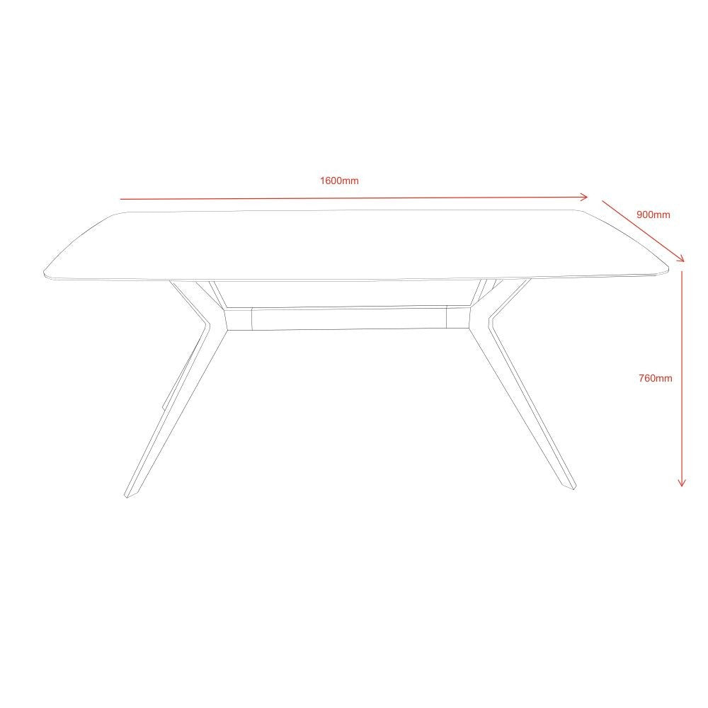 Tavolo fisso Callista con piano in ceramica effetto marmo bianco lucido