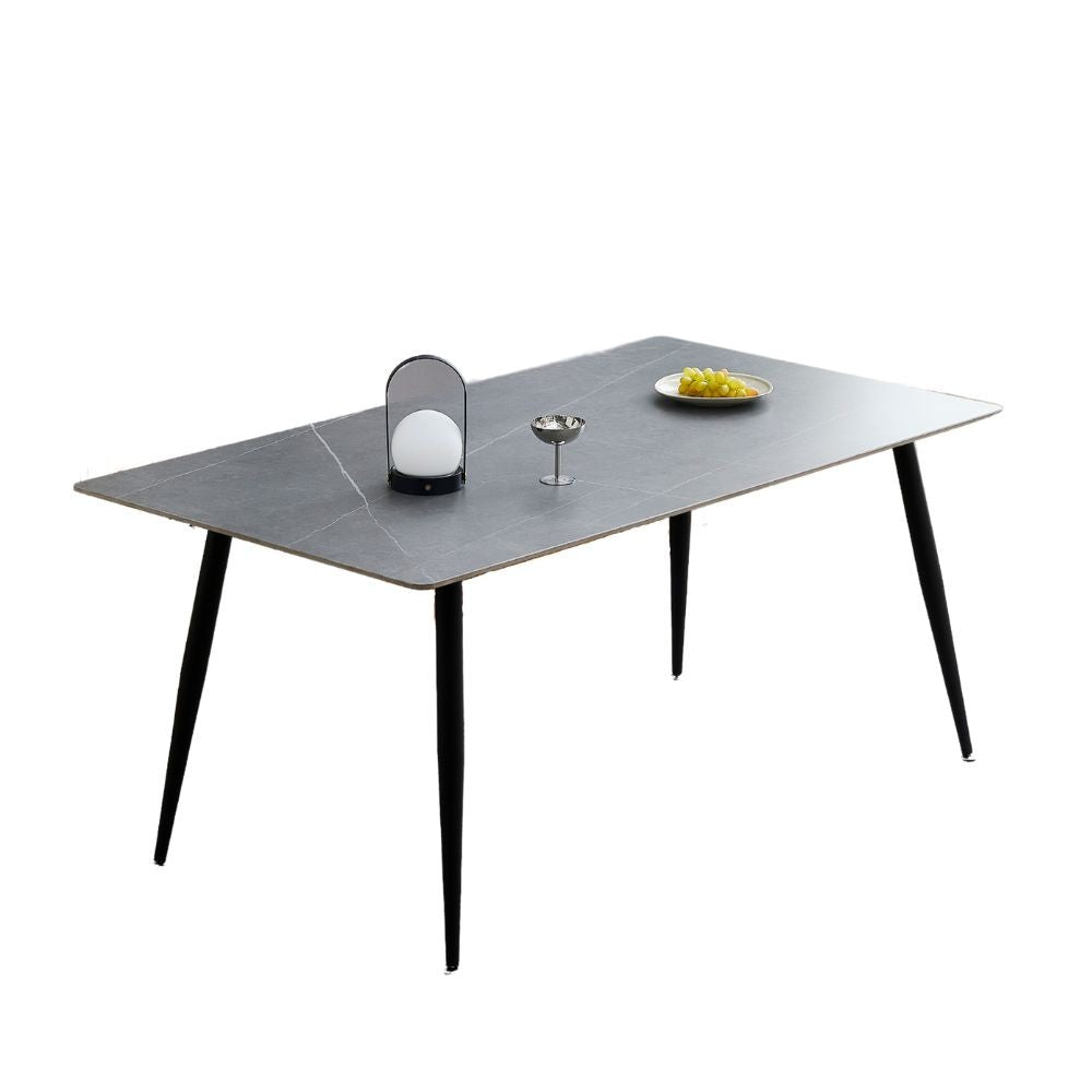 Tavolo Mila 160x90 top ceramica effetto marmo grigio cemento opaco