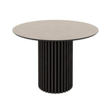 Tavolo Olympus con piano cashemere e struttura in legno nero