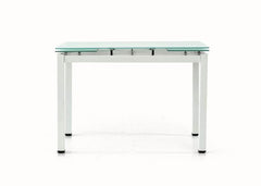 Tavolo RAPALLO in metallo bianco con piano in vetro allungabile 110×70 cm