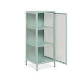 Vetrina Milton 01A in acciaio laminato con 1 anta vetro temperato ondulato colore verde menta