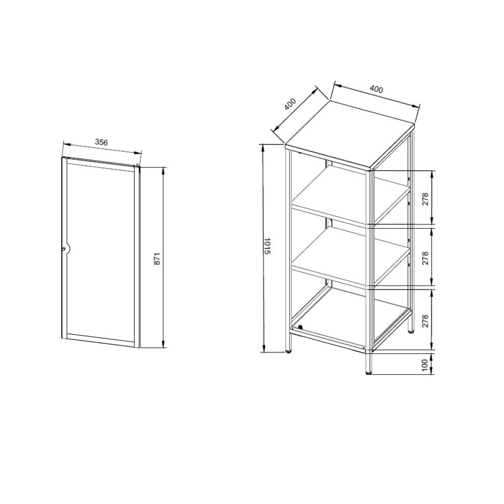 Vetrina Milton 01A in acciaio laminato con 1 anta vetro temperato ondulato colore verde menta