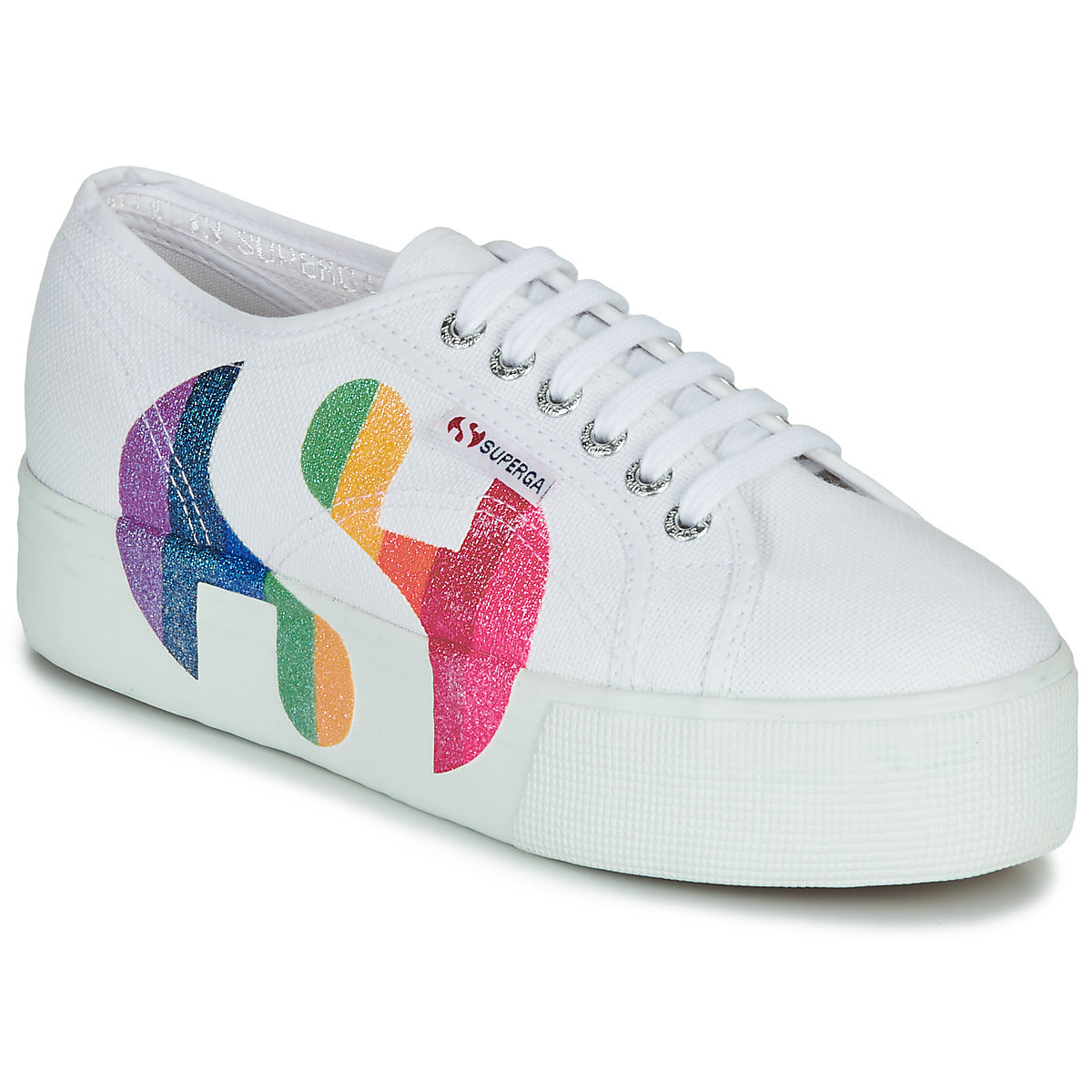 Sneakers basse donne Superga  2790-COTWPRINTEDLOGOGLITTER  Bianco 