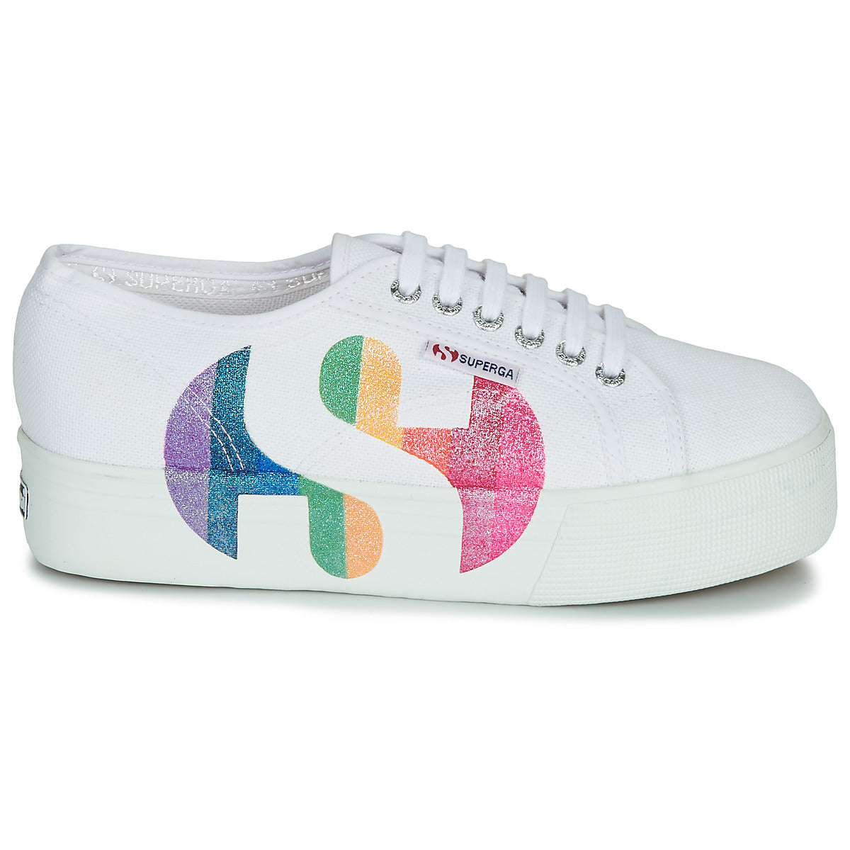 Sneakers basse donne Superga  2790-COTWPRINTEDLOGOGLITTER  Bianco 