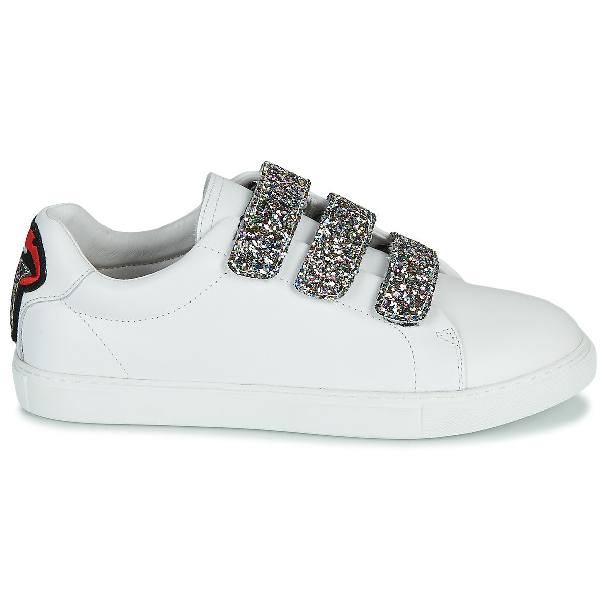 Sneakers basse donne Bons baisers de Paname  EDITH GLITTER TONGUE  Bianco 