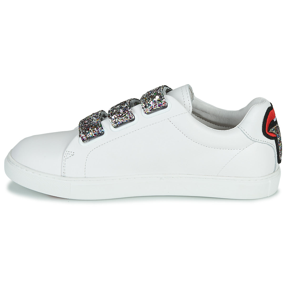 Sneakers basse donne Bons baisers de Paname  EDITH GLITTER TONGUE  Bianco 