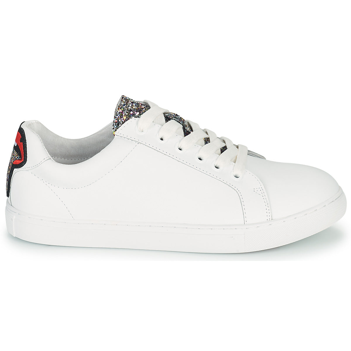 Sneakers basse donne Bons baisers de Paname  SIMONE GLITTER TONGUE  Bianco 