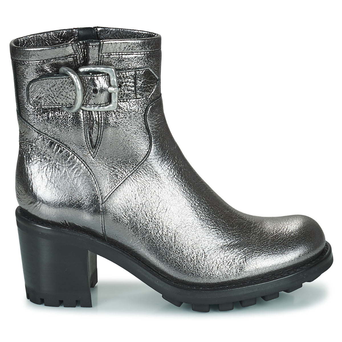 Freelance women's ankle boots JUSTY 7 SMALL GERO BUCKLE Silver