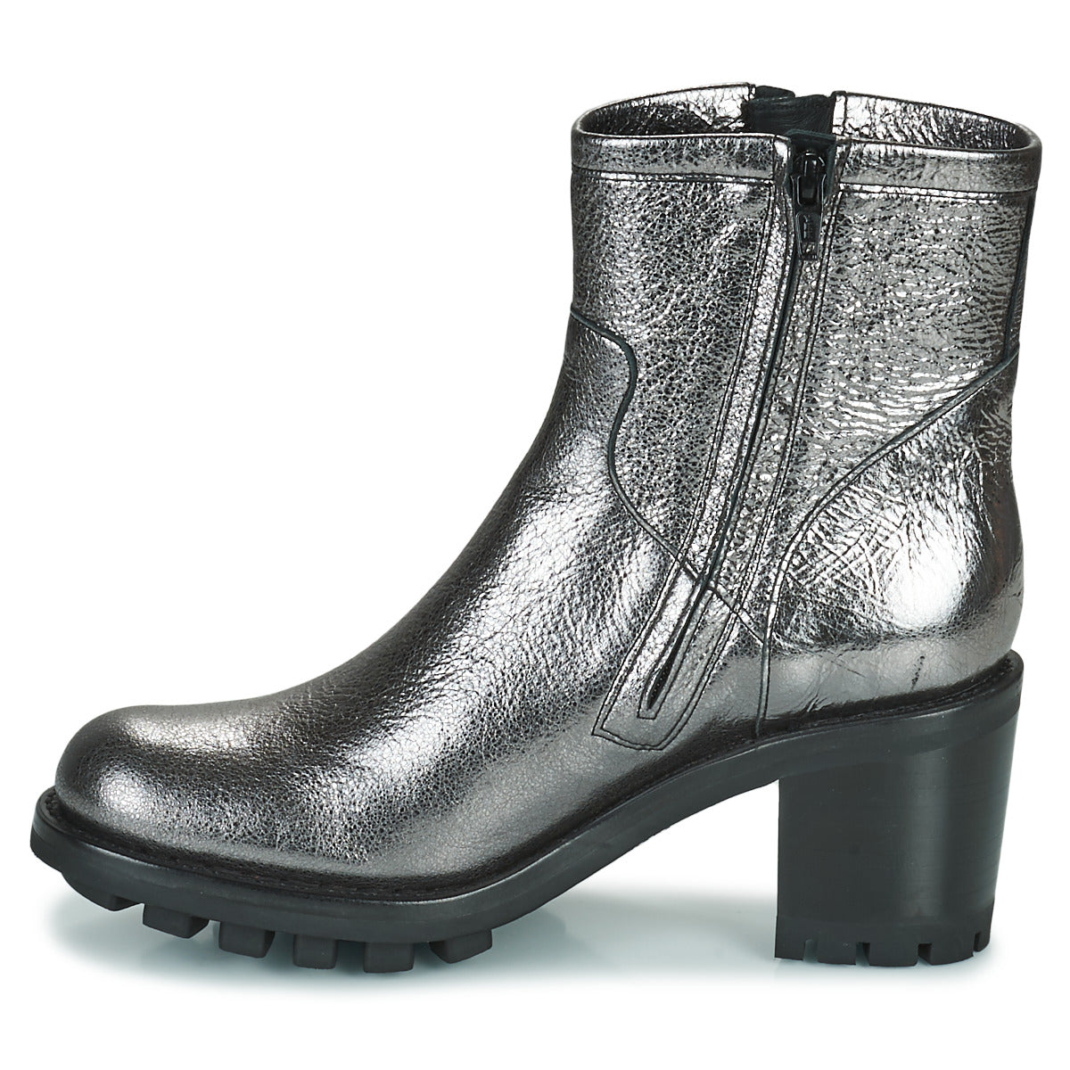 Freelance women's ankle boots JUSTY 7 SMALL GERO BUCKLE Silver