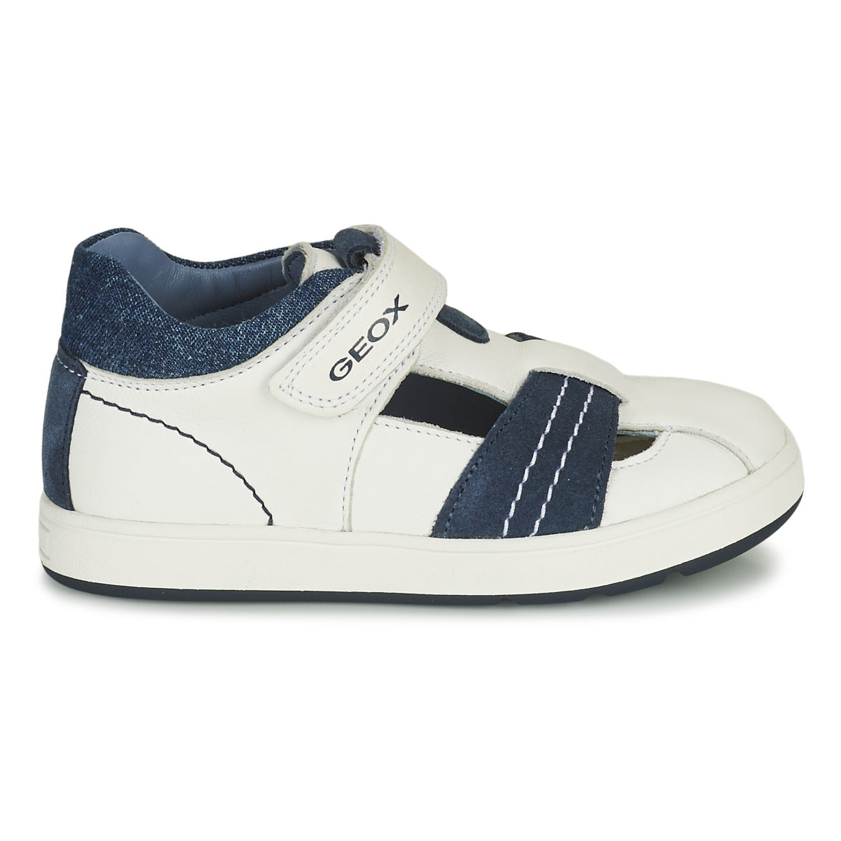 Scarpe bambini ragazzo Geox  B BIGLIA B. A - NAPPA+SCAM.  Bianco 